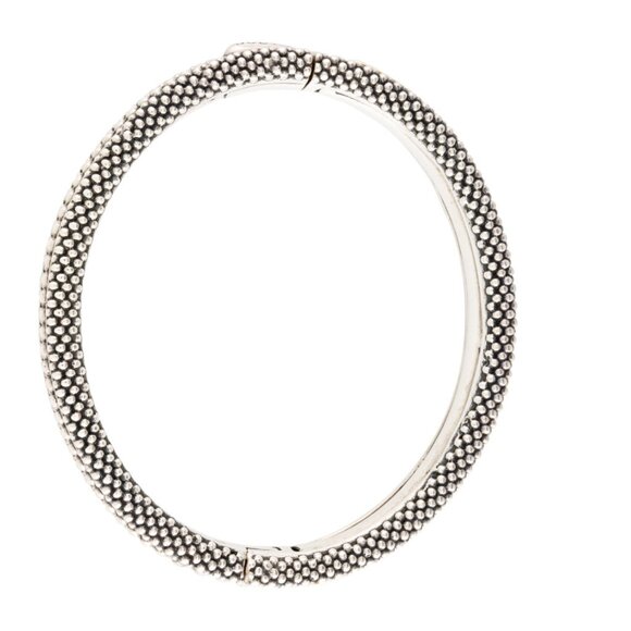 LAGOS DIAMOND 1.02 CTW 18K YELLOW GOLD & STERLING SILVER  HINGED BANGLE BRACELET - Picture 8 of 11